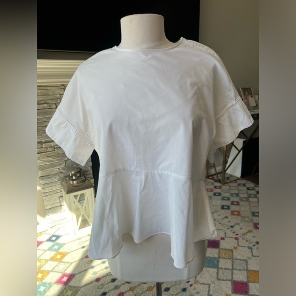 Topshop White Peplum Blouse Size 6